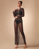 See Through Mesh Pearl Cover Up Dress