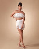 White Feather Bodycon Set
