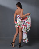 Floral Print Draped Mini Dress