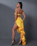 Yellow Strapless Cutout Jina Gown
