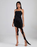 Asymmetric Ruffled Mini Dress