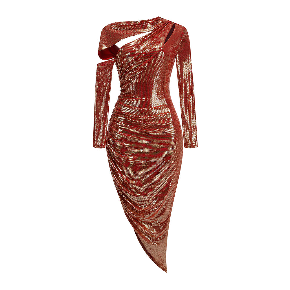 Long Sleeve Sequins Maxi Dress KLYM003