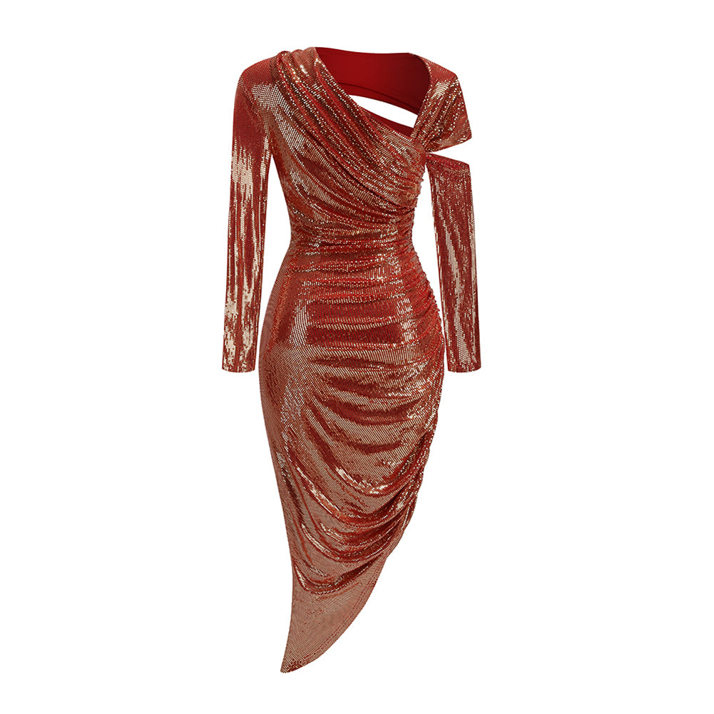 Long Sleeve Sequins Maxi Dress KLYM003