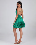 Backless Strappy Bustier Ruffle Dress