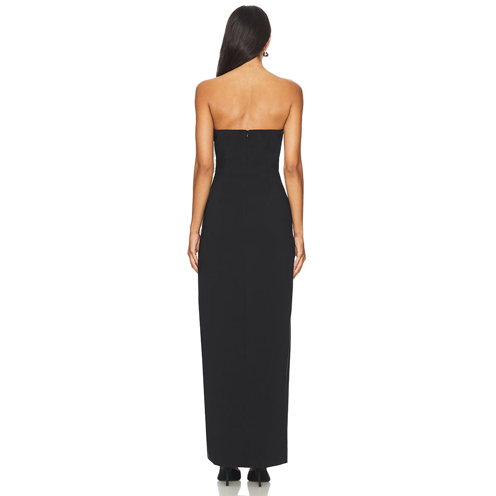 Black A-Line Neckline Bow Dress
