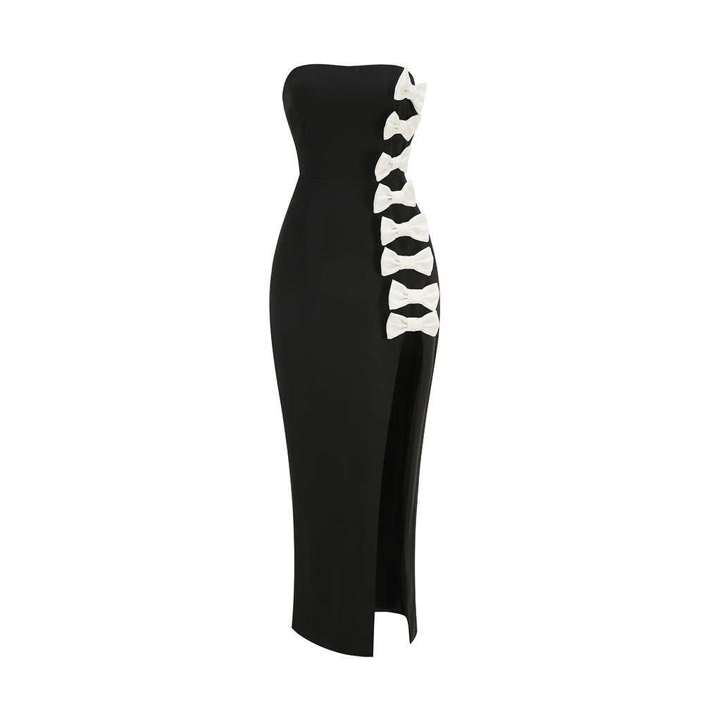 Strapless Sleeveless Bowknot Maxi Dress KLYS016