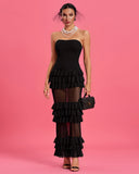 Strapless Lily Ruffle Tulle Long Dress