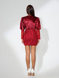 Low Cut Splicing Velvet Mini Dress