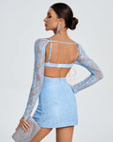 Floral Bustier Strap Mini Lace Dress