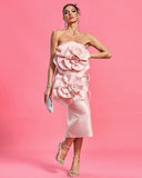 Strapless Floral Midi Tube Dress