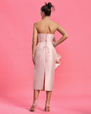 Strapless Floral Midi Tube Dress