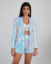 Metallic Sequin Blazer & Short Pants Set