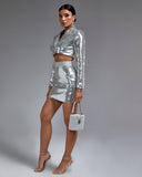 Sequin Blazer & Mini Skirt Set