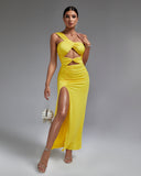 One Shoulder Side Slit Maxi Dress
