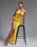 One Shoulder Side Slit Maxi Dress