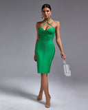 Strappy Stripe Bandage Backless Dress