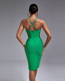 Strappy Stripe Bandage Backless Dress