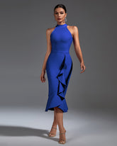Elegant Ruffle Midi Bandage Dress