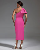 One Shoulder Side Slit Midi Bandage Dress