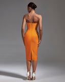 Chain Detail Cut Out Midi Bandage Dress