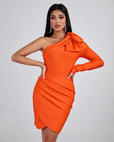 One Shoulder Pleated Bandage Dress