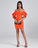 Off Shoulder Azo Mini Bandage Dress