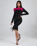 Rose Pleated Ornamented Bandage Dress