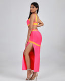 Peach Cutout Maxi Bandage Dress