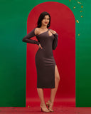 Double Rings Bandage Midi Dress