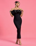 Strapless Satin&Bandage Long dress