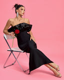 Strapless Satin&Bandage Long dress