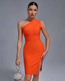 One Shoulder Basic Bandage Dress