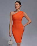One Shoulder Basic Bandage Dress