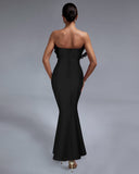 Strapless Feather Maxi Bandage Dress