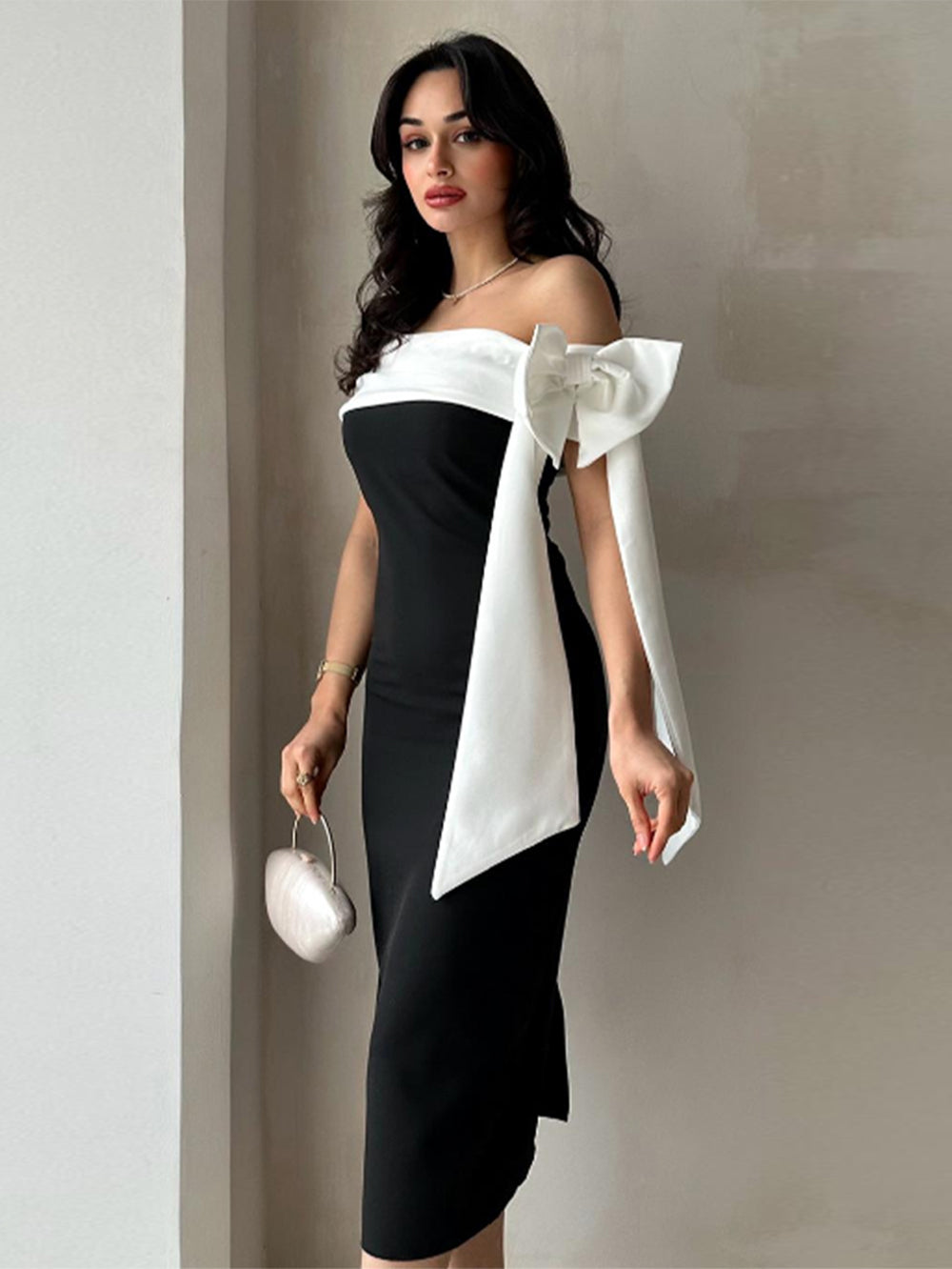 Black White Bandage Dress OW24018