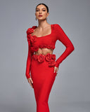 Anne Flowers Bandage Two Piece Set