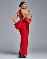 Huge Bow Split Bandage Maxi Dress