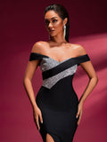Sparkly Rhinestone High-Slit Bandage Dress