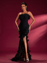 Strapless Ruffled Mermaid Bandage Maxi Dress