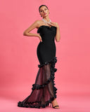 Ruched Bustier Bandage Mermaid Maxi Dress