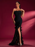 Strapless Ruffled Mermaid Bandage Maxi Dress