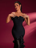 Strapless Ruffled Mermaid Bandage Maxi Dress