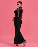 Crystal-Embellished Mesh Bandage Mermaid Dress