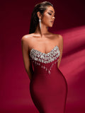Crystal Applique Bandage Mermaid Gown