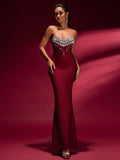 Crystal Applique Bandage Mermaid Gown