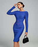 Open Back Round Neck Bandage Midi Dress