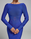 Open Back Round Neck Bandage Midi Dress