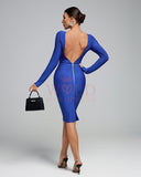Open Back Round Neck Bandage Midi Dress