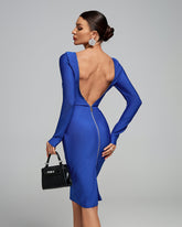 Open Back Round Neck Bandage Midi Dress