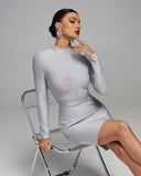 Silver Shiny Bandage Mini Backless Dress
